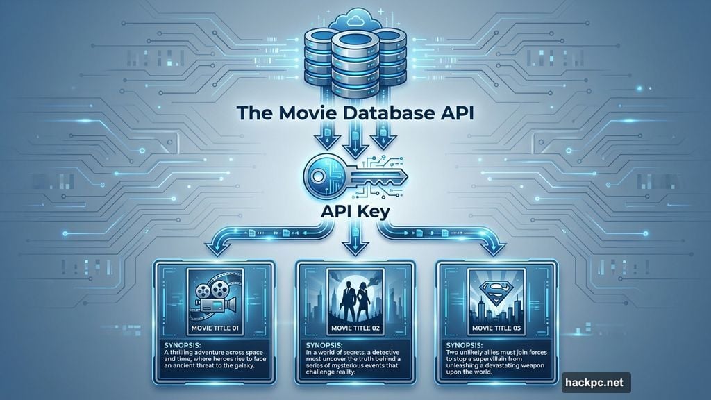 The Movie Database API integration loaded movie posters and plot summaries