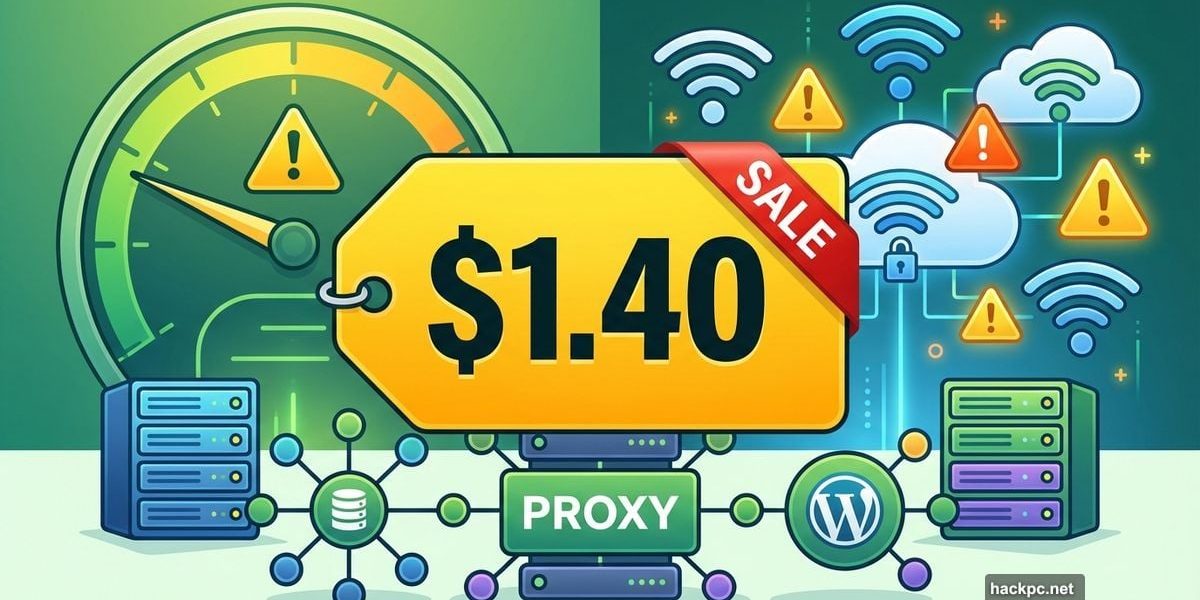 Webshare proxy service showing low prices with performance trade-off warning