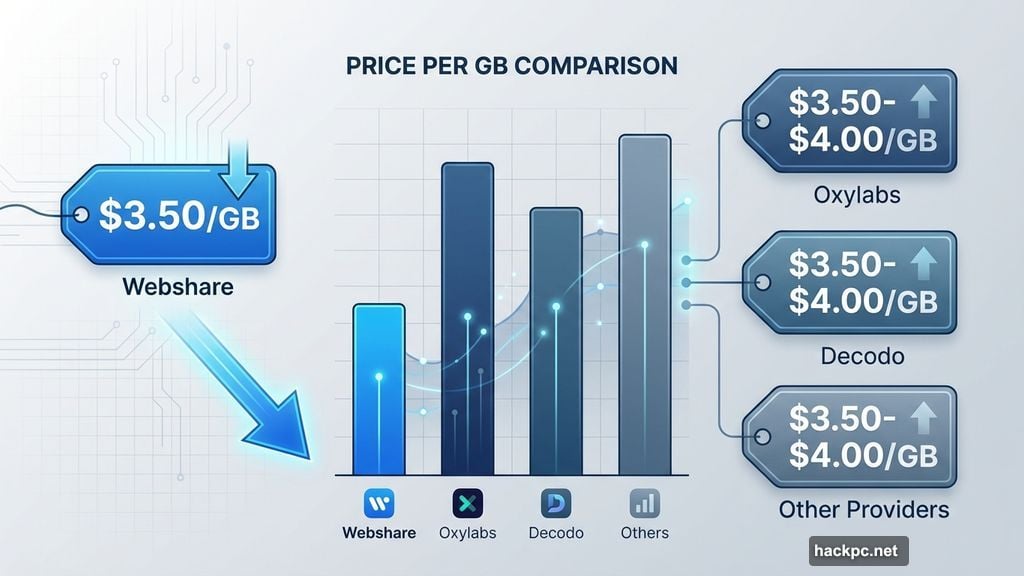 Webshare beats every competitor on pricing across all proxy types