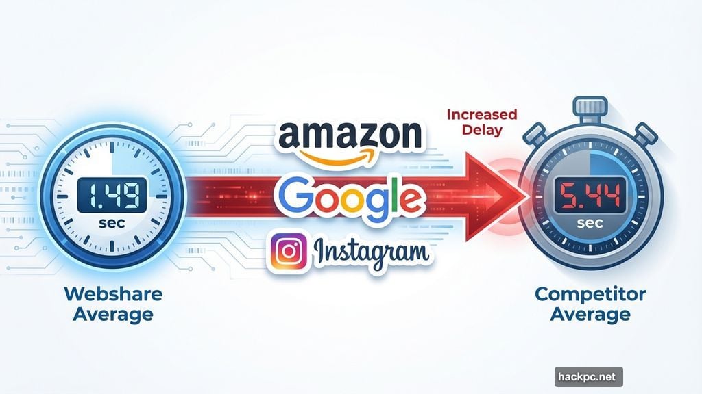Response times with Amazon Google and Instagram took 5.44 seconds average