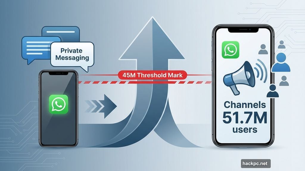 WhatsApp Channels crossed EU's 45 million user threshold in 2025