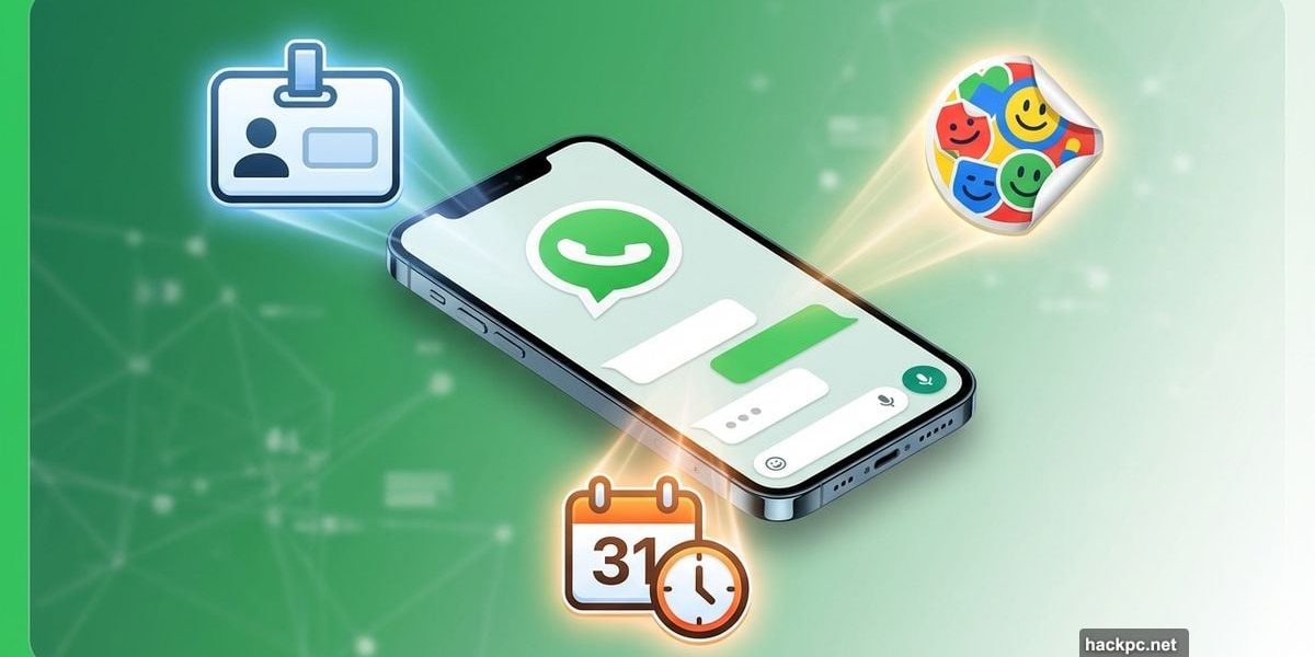 WhatsApp smartphone with three new group chat feature icons