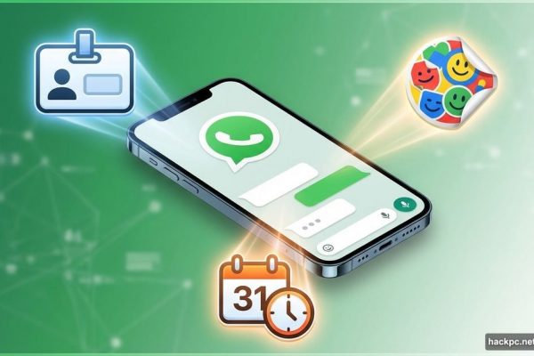 WhatsApp smartphone with three new group chat feature icons