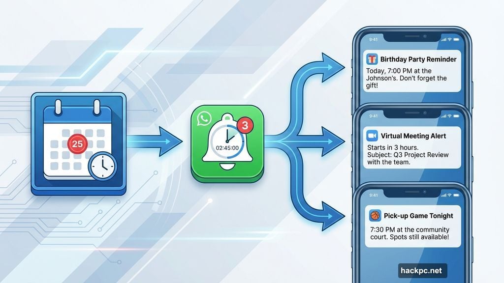 Event reminders send alerts before gatherings to reduce no-shows