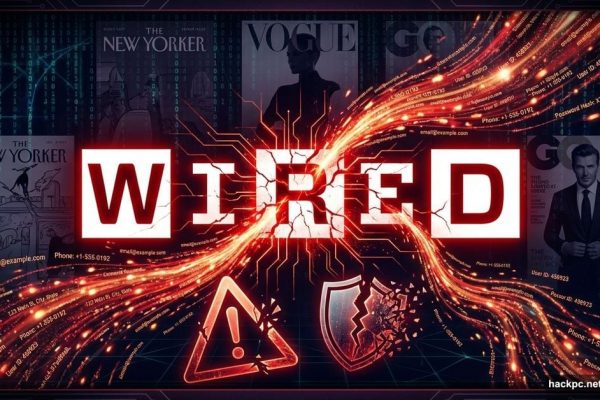 Cracked Wired logo with subscriber data leaking through fractures