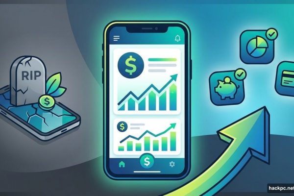 Smartphone showing budget app with alternatives replacing defunct Mint application