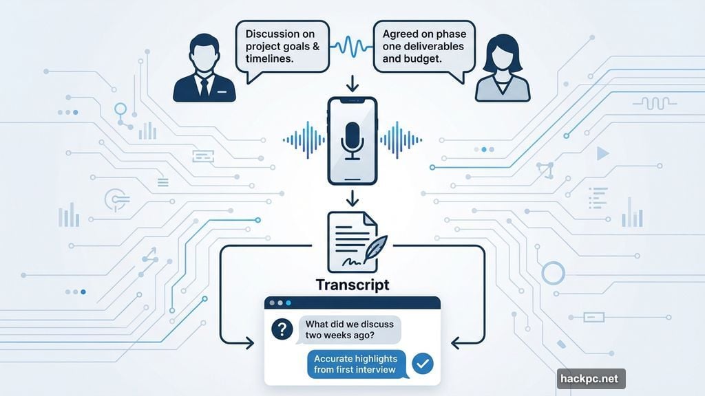 App recalled specific details from conversation two weeks earlier