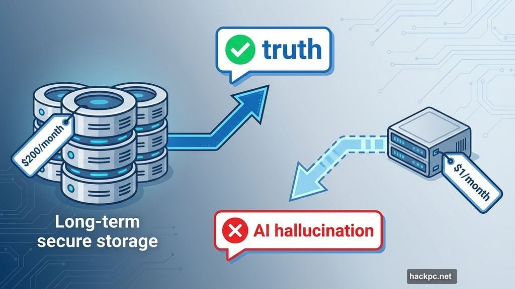 Secure storage prevents AI hallucinations but drives high monthly cost