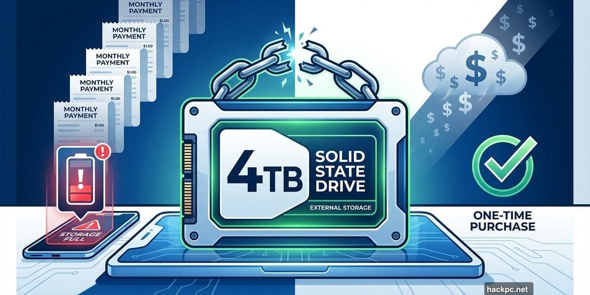 External hard drive breaking free from cloud storage subscription chains