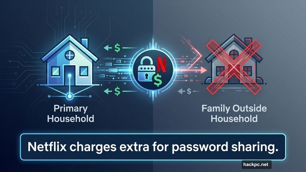 Netflix charges extra if you share password with family