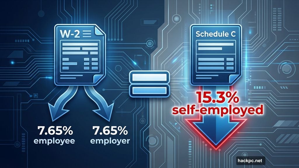 Self-employed pay both halves of Social Security and Medicare taxes
