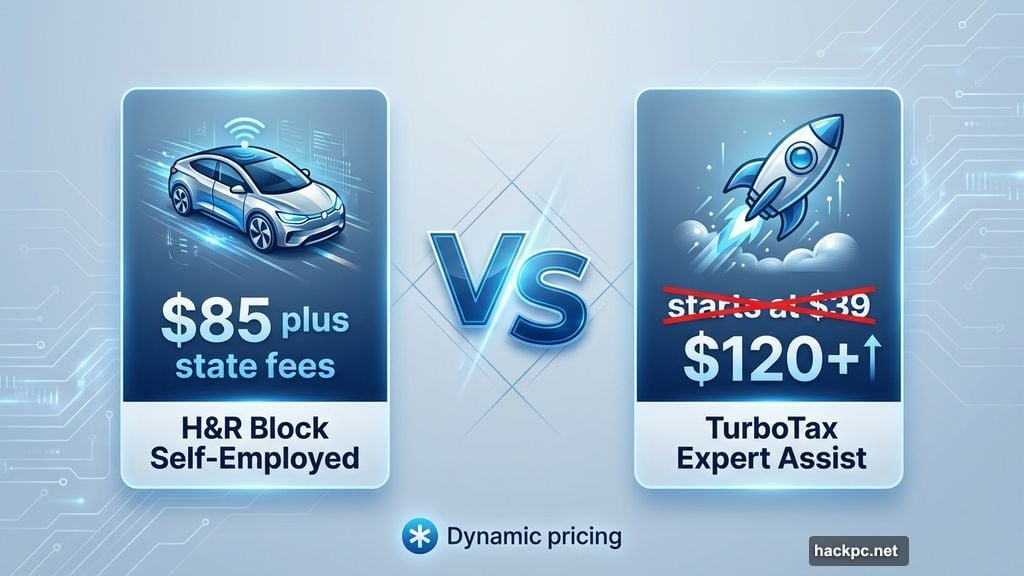 H&R Block costs eighty-five dollars versus TurboTax dynamic pricing