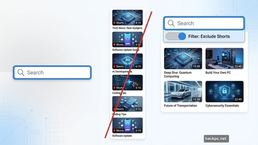 YouTube now lets you exclude Shorts from search results entirely