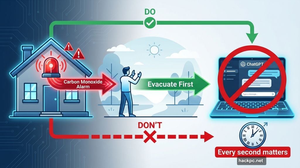 Carbon monoxide alarm demands evacuation not a ChatGPT prompt