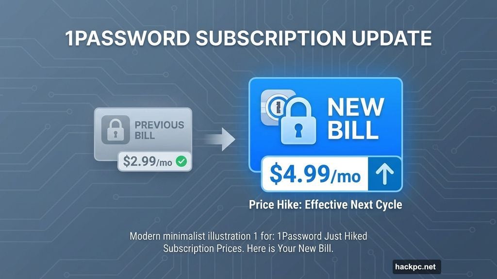 Modern minimalist illustration 1 for: 1Password Just Hiked Subscription Prices. Here is Your New Bill