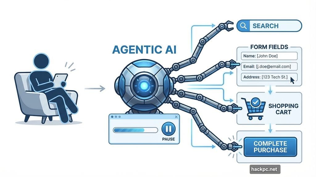 Agentic AI autonomously searches, fills forms, and completes purchases