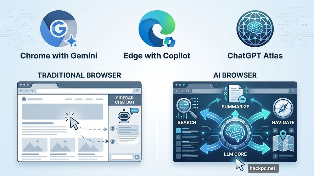 AI sidebar features versus full AI-powered browser experience comparison