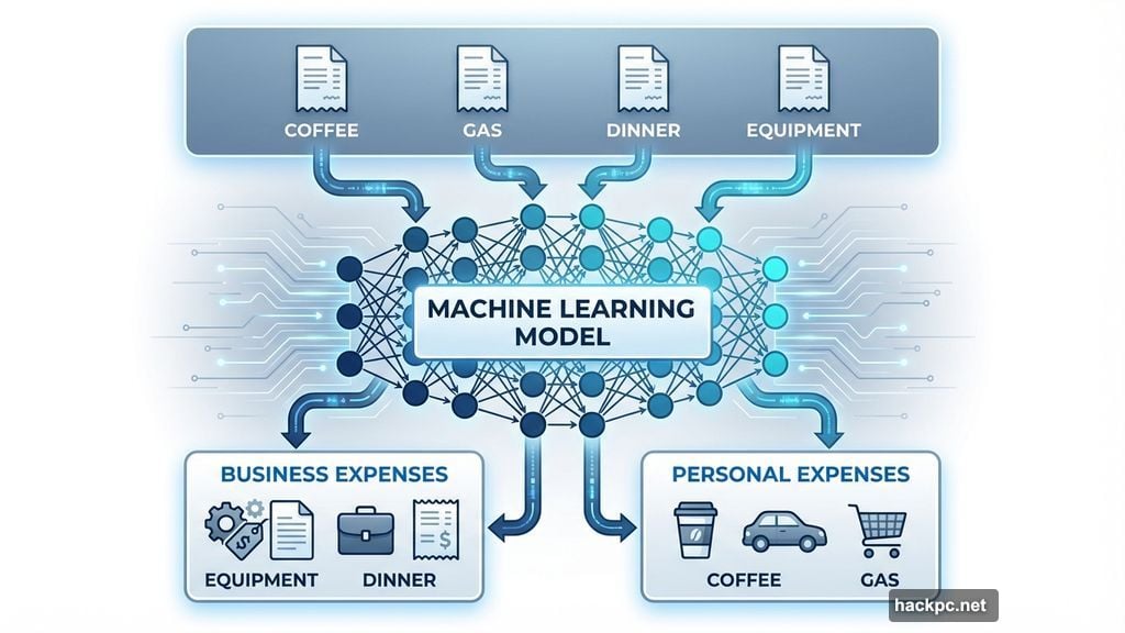 Machine learning models categorize income and expenses based on transaction patterns