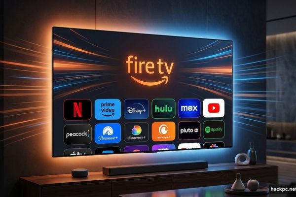 Amazon Fire TV redesigned interface on modern TV with app icons