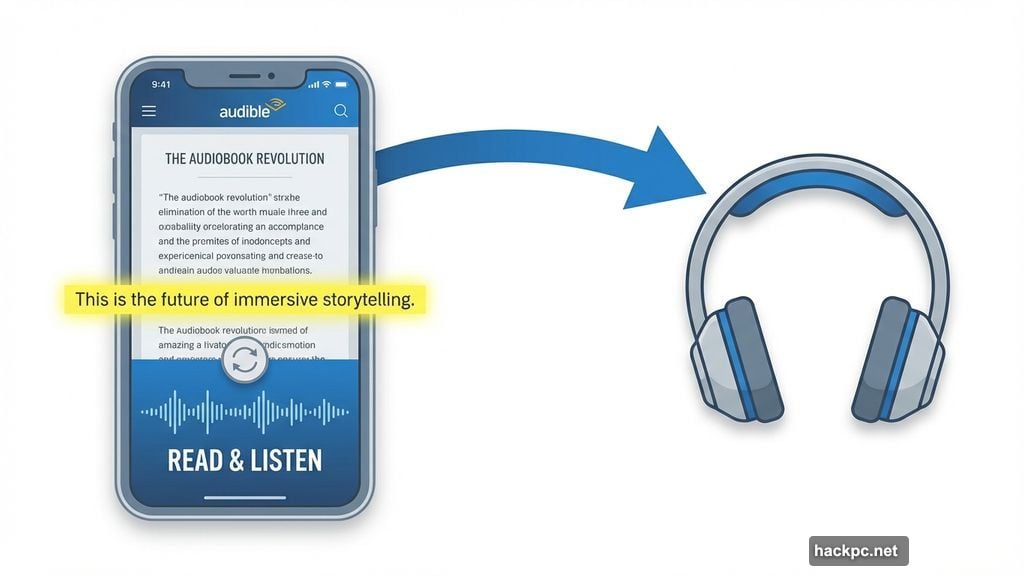 Audible Read and Listen syncs ebook text highlighted in real time