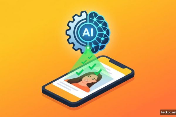 A glowing AI brain scanning and improving a dating app profile photo.