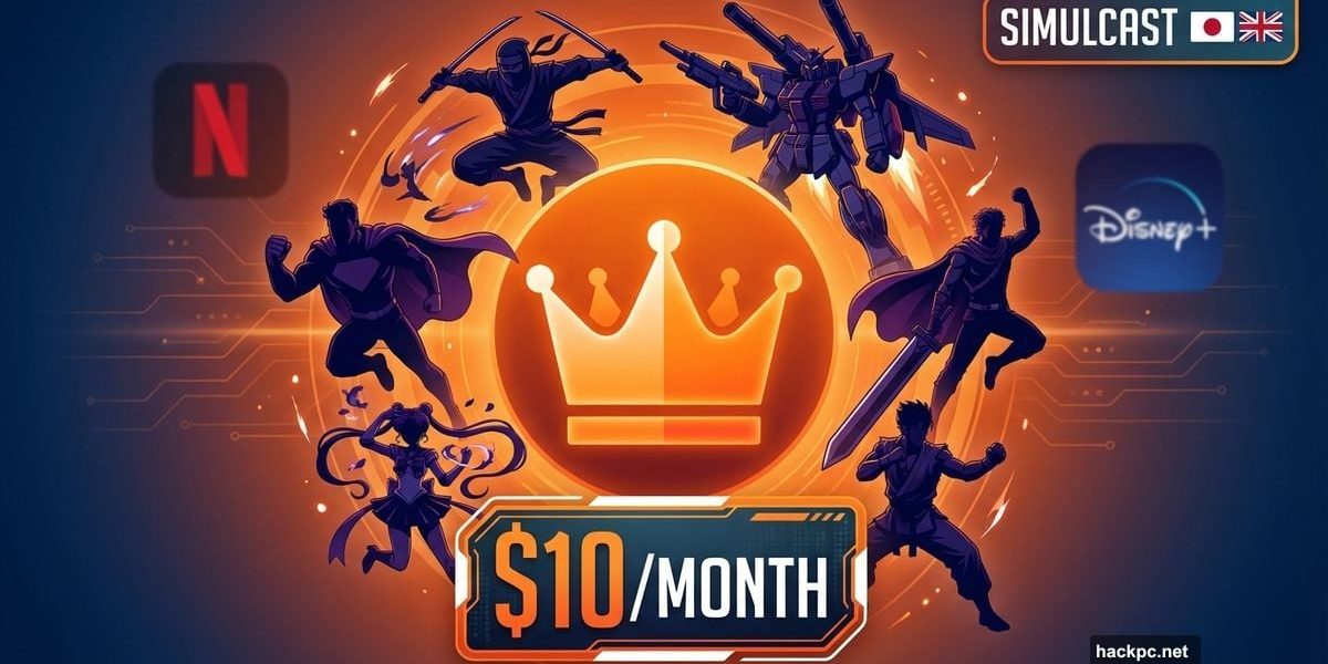 Crunchyroll logo dominates with price tag surrounded by anime silhouettes