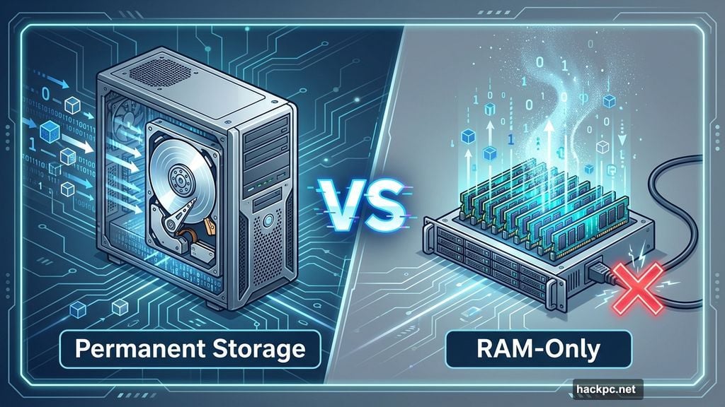 RAM-only servers erase data completely when power disconnects
