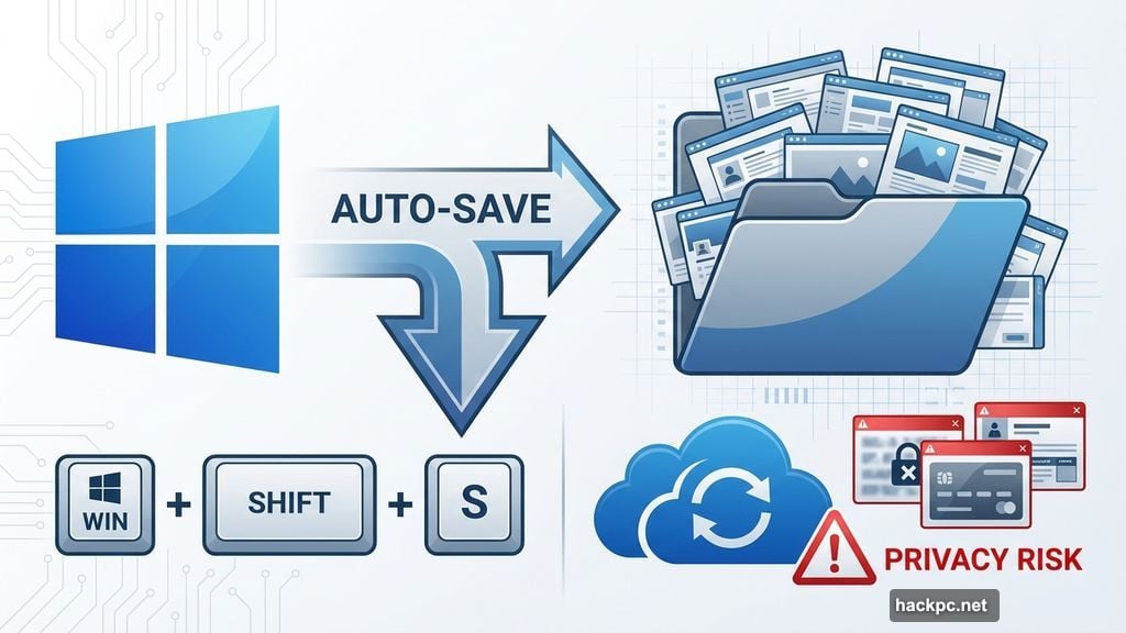 Windows saves every screenshot automatically creating privacy and storage problems