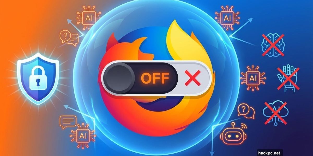 Firefox logo with large toggle switch turning off AI features