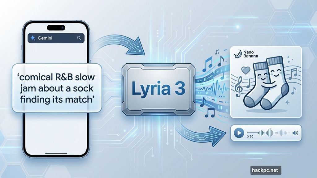 Gemini app uses Lyria 3 to generate original songs from text prompts