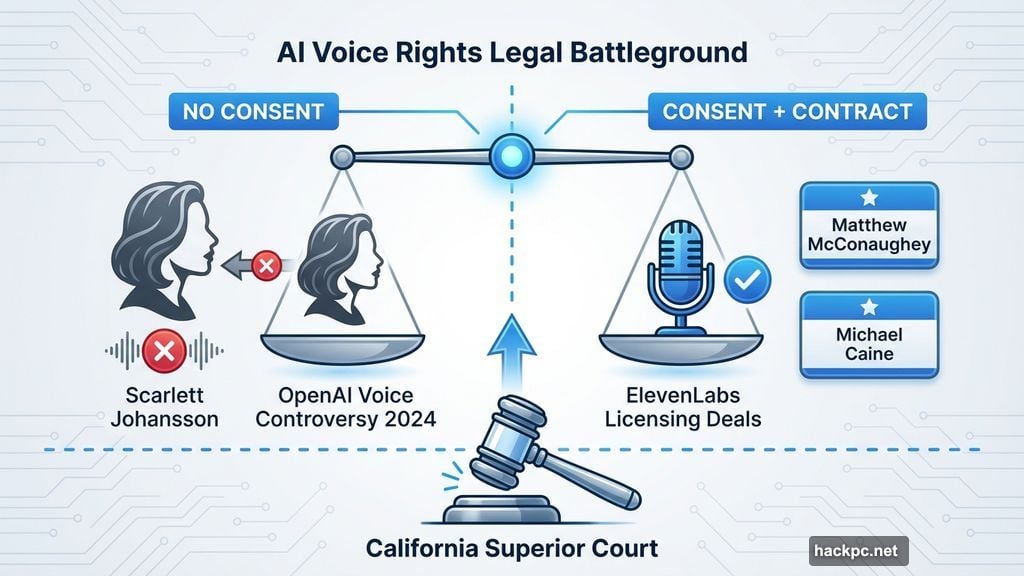 AI voice rights legal battles versus licensed celebrity voice agreements