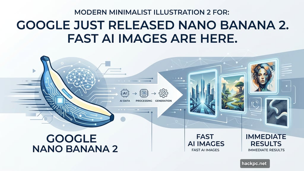 Modern minimalist illustration 2 for: Google Just Released Nano Banana 2. Fast AI Images Are Here