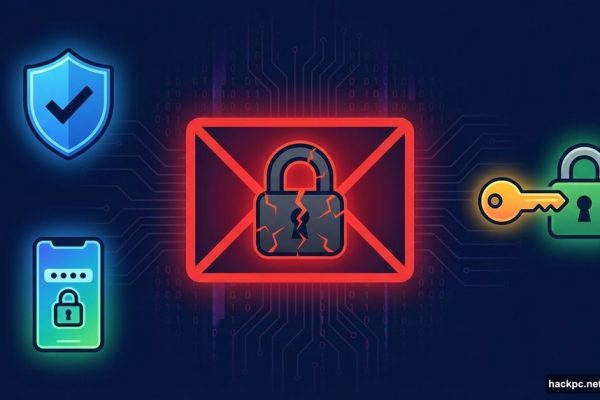 Cracked padlock on breach email transforming into secure shield icon