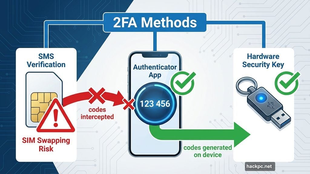Authenticator app eliminates SIM swapping risk unlike SMS verification