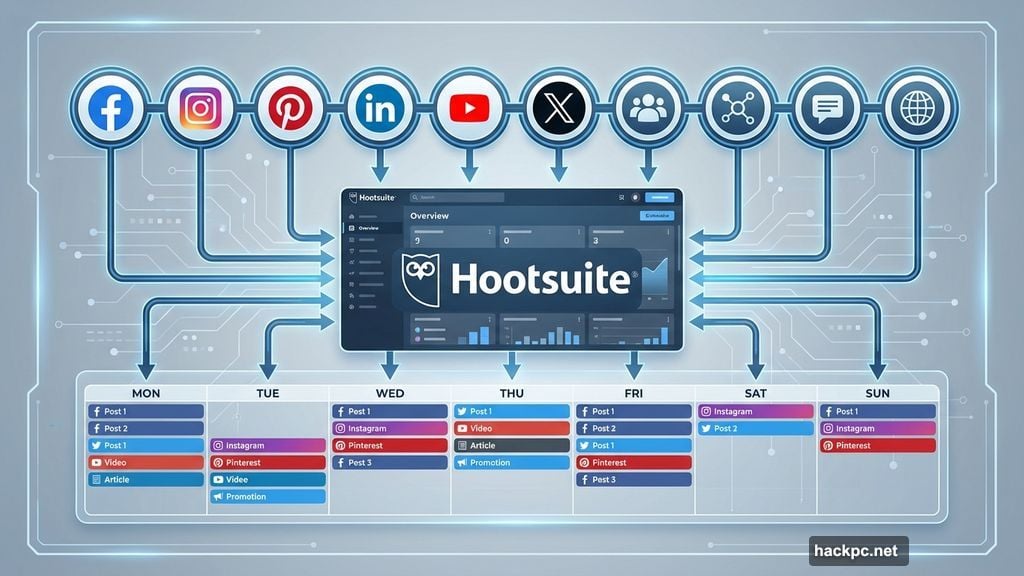 Manage 10 social accounts with unlimited post scheduling from dashboard