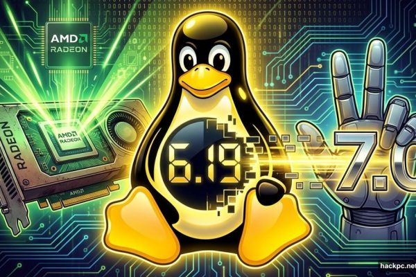 Linux penguin with version 7.0 and revitalized AMD GPU card