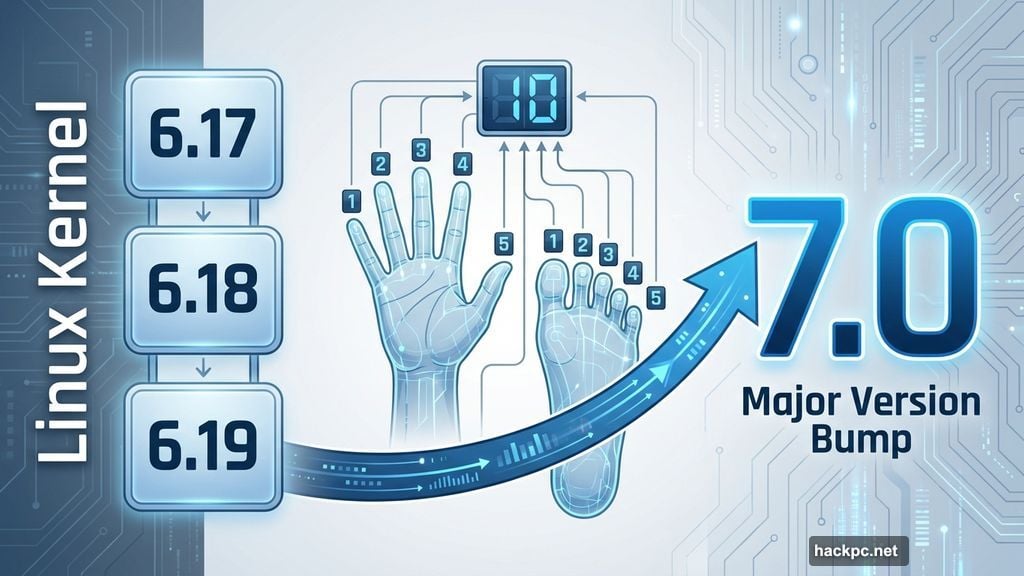 Linus Torvalds running out of fingers and toes for version counting
