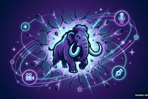 Mastodon mammoth breaking through barriers surrounded by creator icons