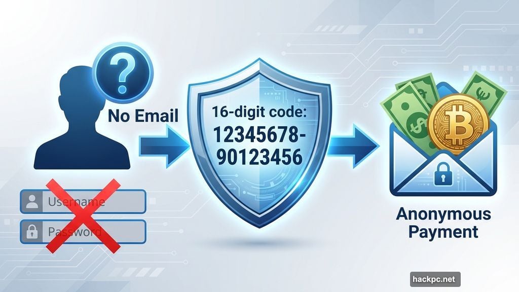 Mullvad represents users as random codes, accepts cash payments