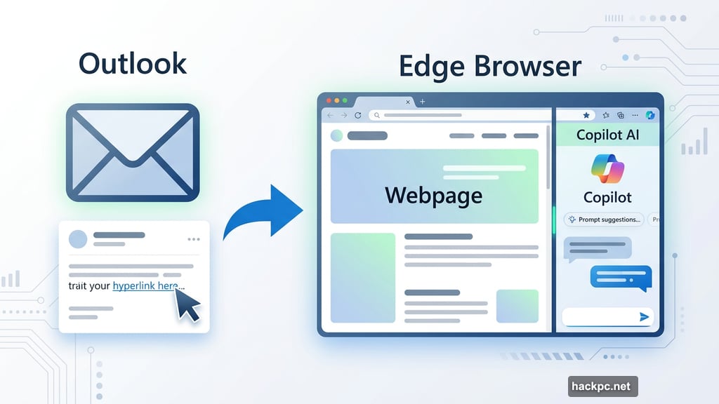 Clicking any link in Outlook automatically launches artificial intelligence