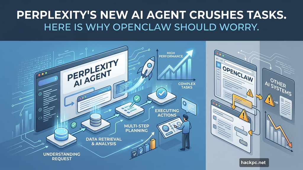 Modern minimalist illustration 1 for: Perplexity's New AI Agent Crushes Tasks. Here Is Why OpenClaw Should Worry
