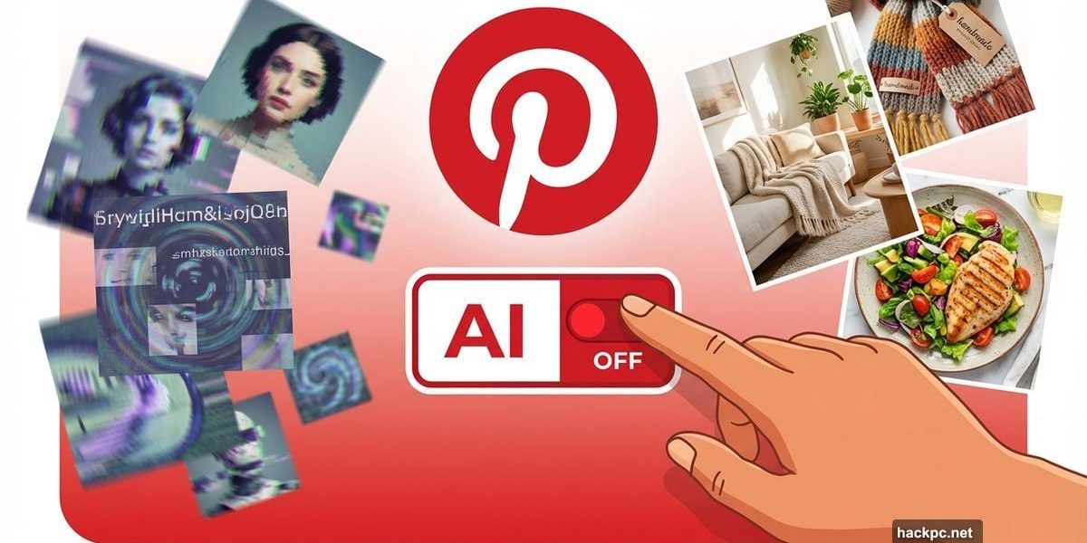 Pinterest toggle switch blocking AI-generated content from user feed
