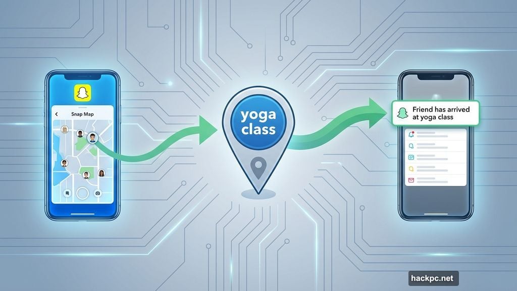 Snapchat automatically alerts friends when you arrive at designated locations