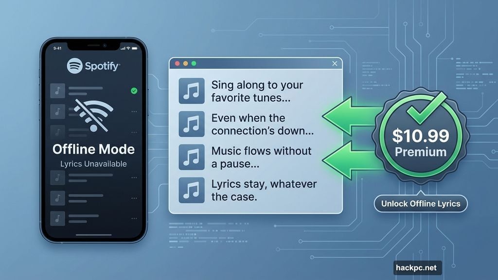 Premium subscribers can now view song lyrics without internet connection