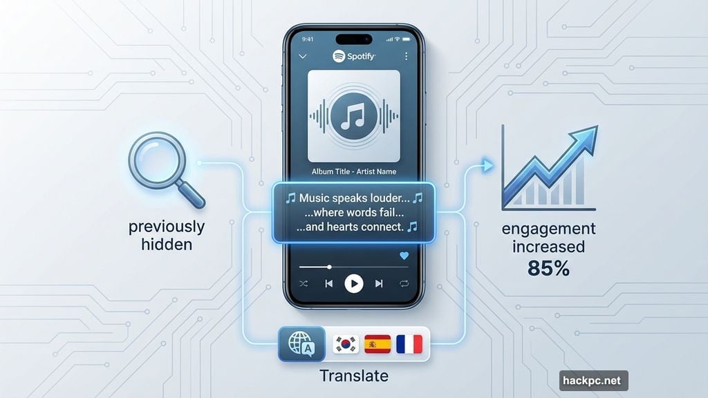 Lyrics now sit directly below album artwork in prominent position