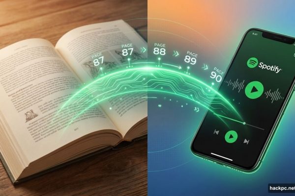 Physical book and smartphone syncing via Spotify's Page Match scanning feature