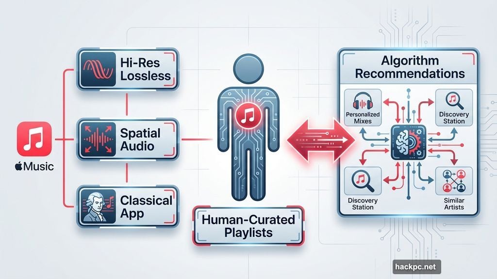 Apple Music hi-res lossless audio and human-curated playlist recommendations