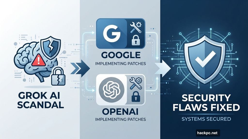 Modern minimalist illustration 3 for: The Grok AI Scandal Forced Google and OpenAI to Fix Massive Security Flaws