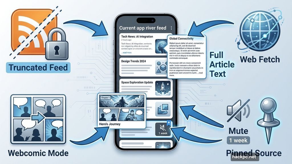 Current app fetches full article text and pins must-read sources