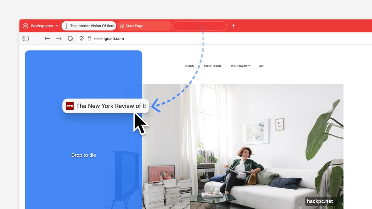 Tab tiling consolidates related pages into organized groups workflow